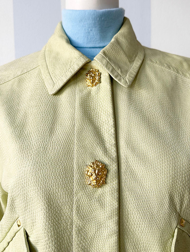 Pastelgroen leren designer jasje