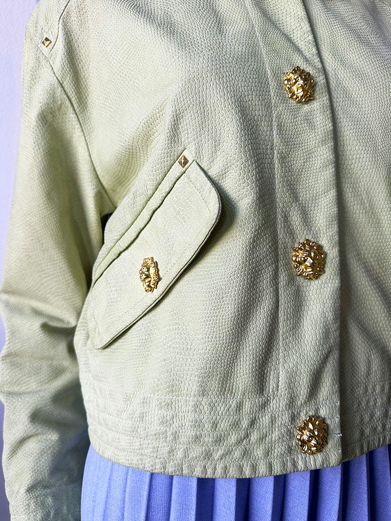 Pastelgroen leren designer jasje