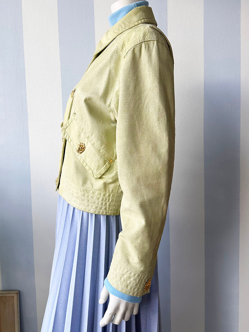 Pastelgroen leren designer jasje