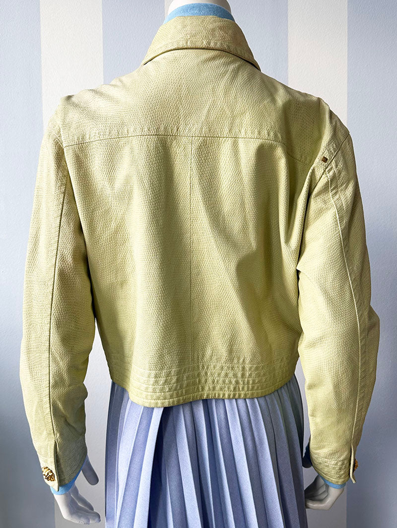 Pastelgroen leren designer jasje