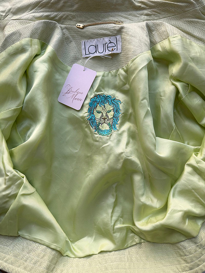 Pastelgroen leren designer jasje