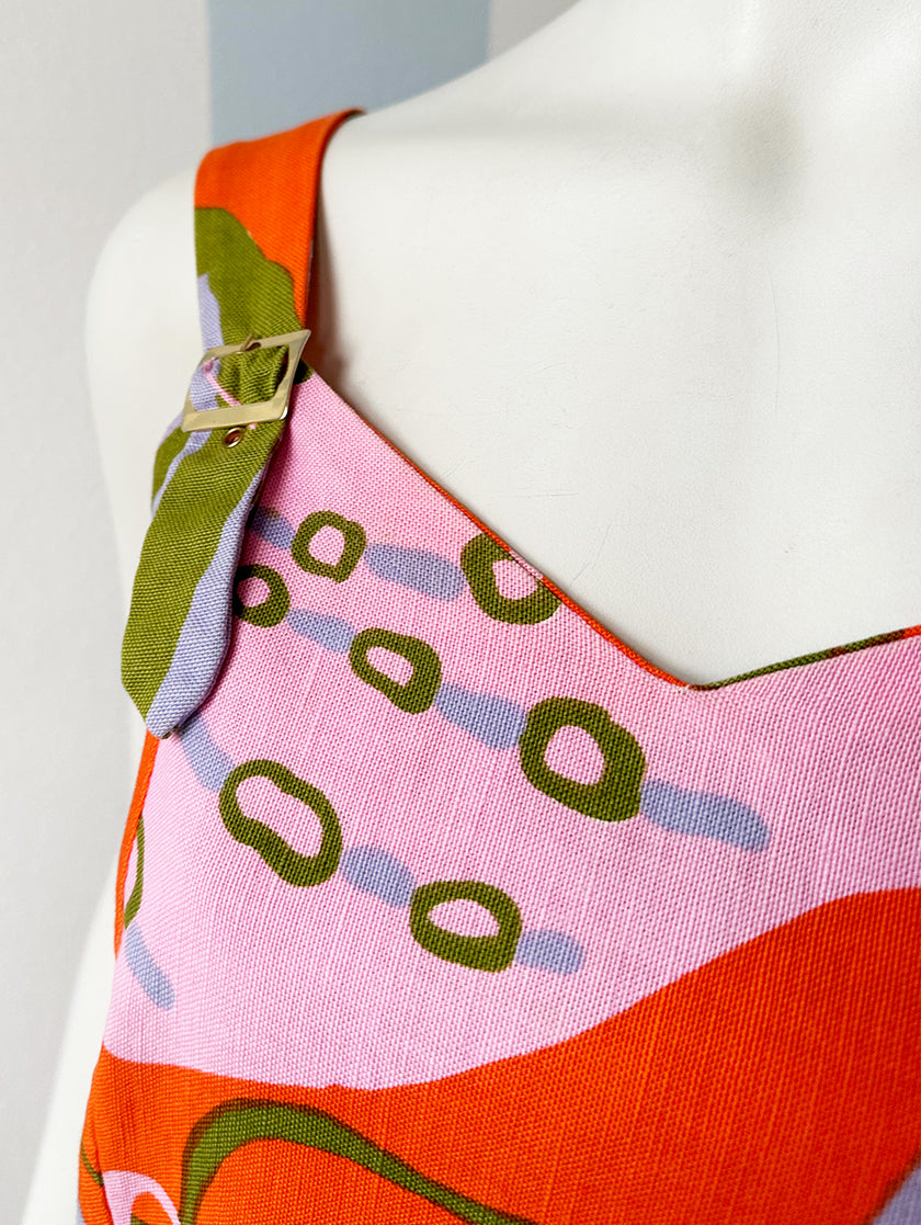 Scandinavische oranje 70s jurk