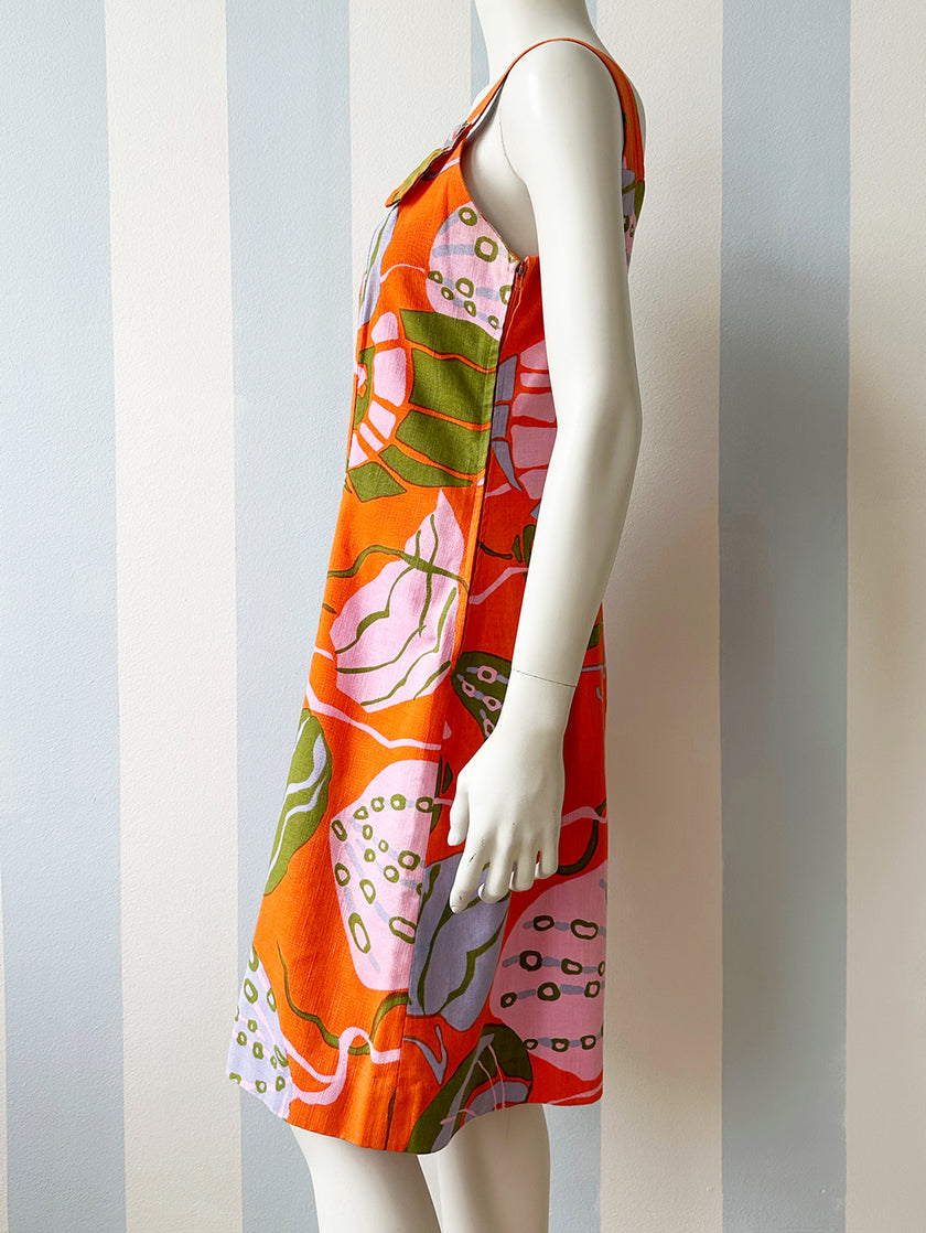 Scandinavische oranje 70s jurk