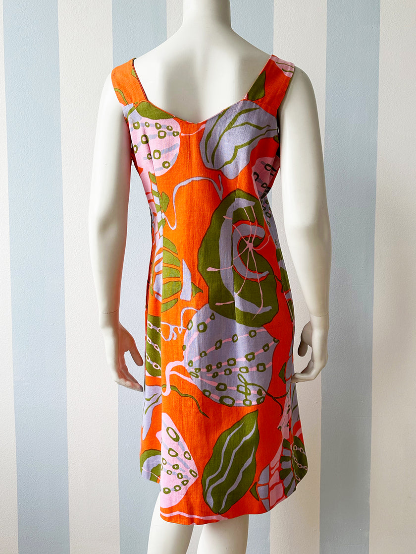 Scandinavische oranje 70s jurk