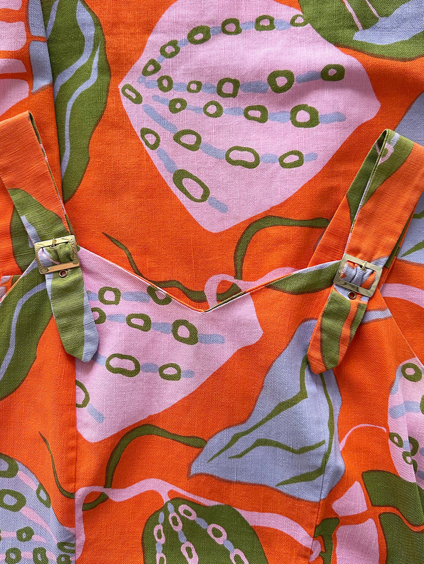 Scandinavische oranje 70s jurk