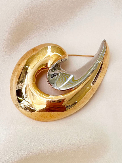 Grote goud/zilveren broche