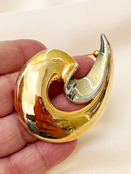 Grote goud/zilveren broche