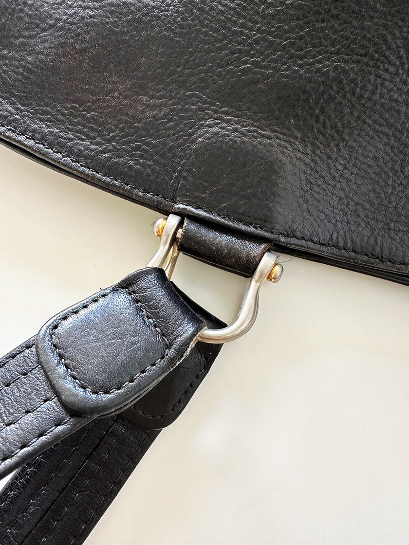 Zwarte leren schoudertas