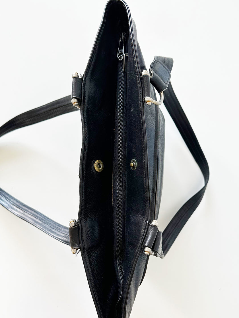 Zwarte leren schoudertas