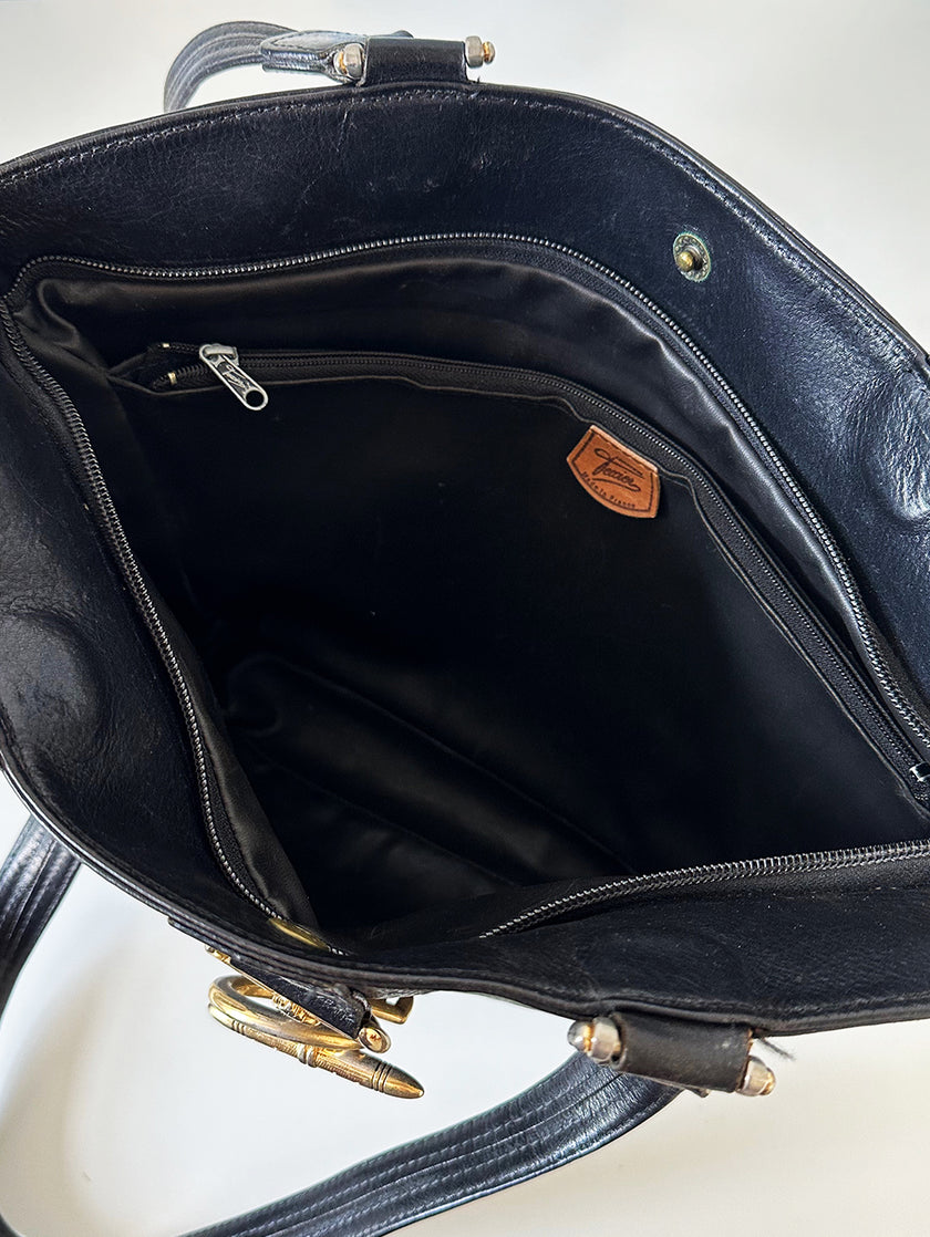 Zwarte leren schoudertas