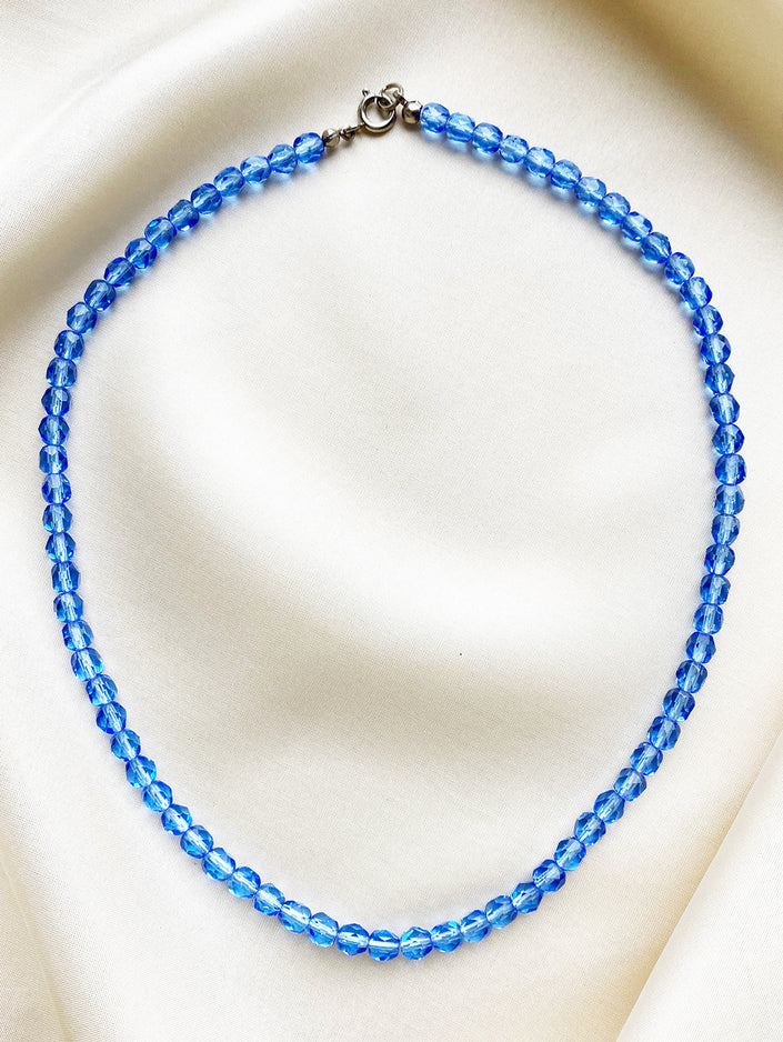Blauw kristallen collier