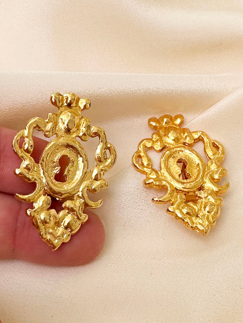Vergulde designer clip oorbellen