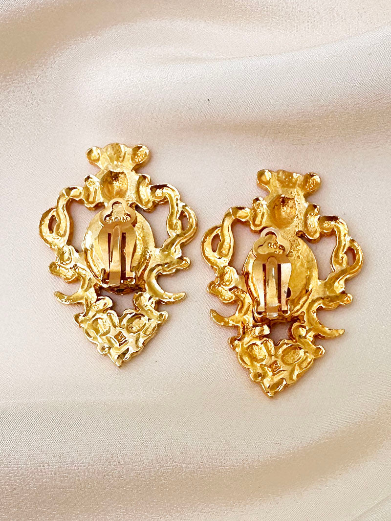 Vergulde designer clip oorbellen