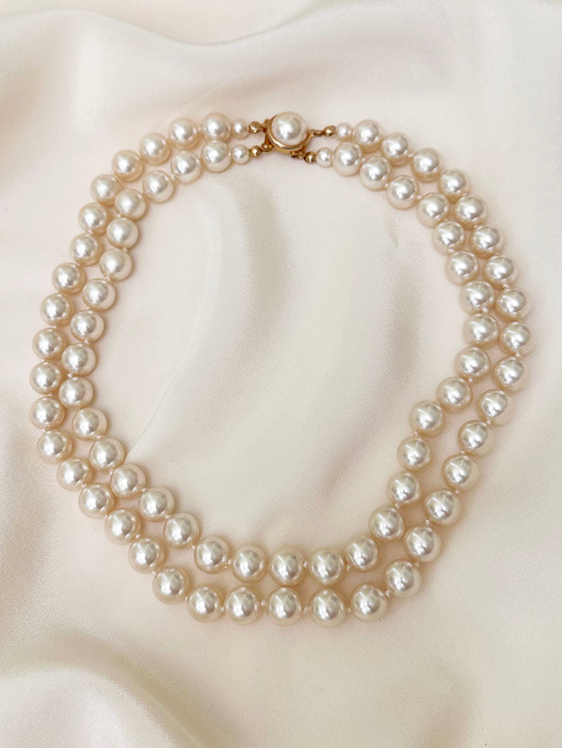 Dubbele faux parelketting