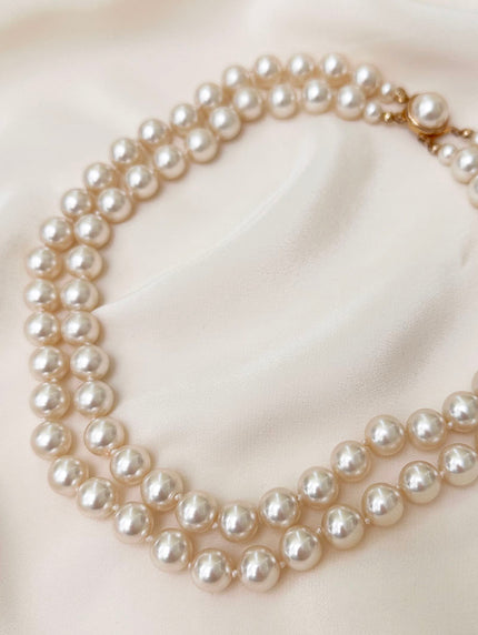 Dubbele faux parelketting