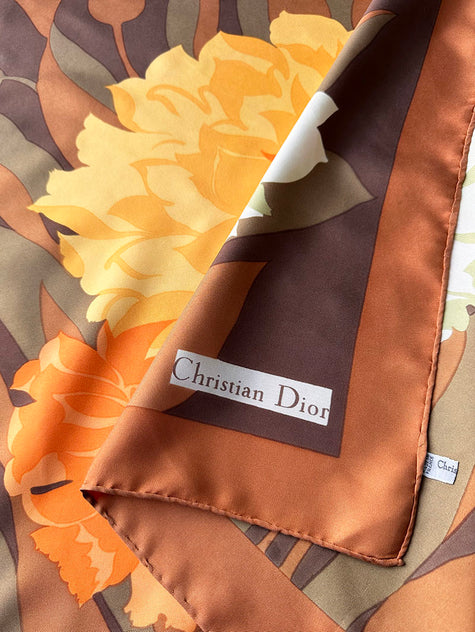 70s floral zijden designer sjaal