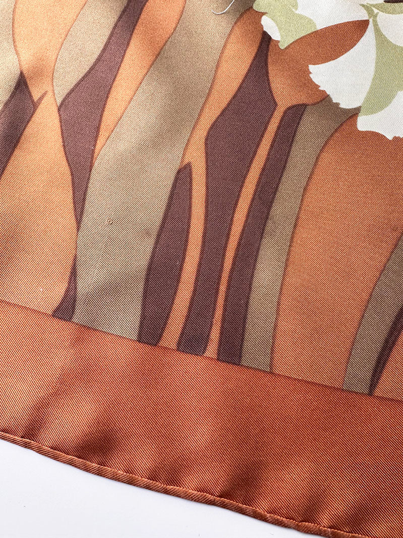 70s floral zijden designer sjaal