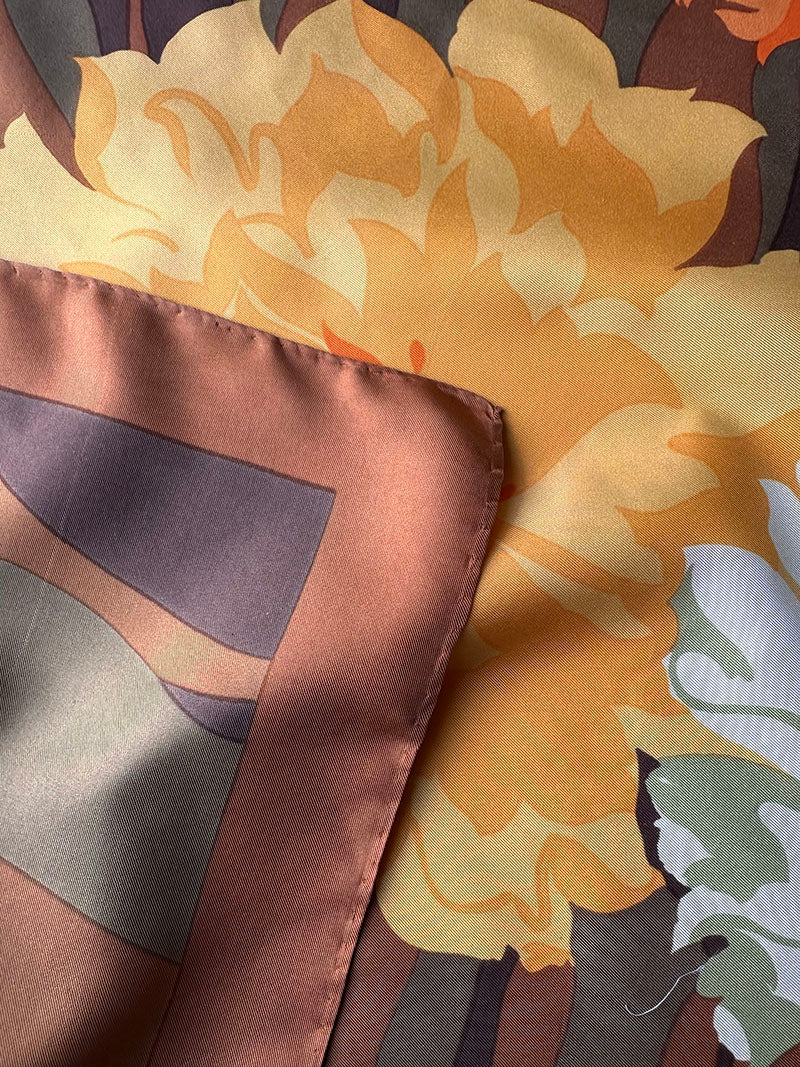 70s floral zijden designer sjaal