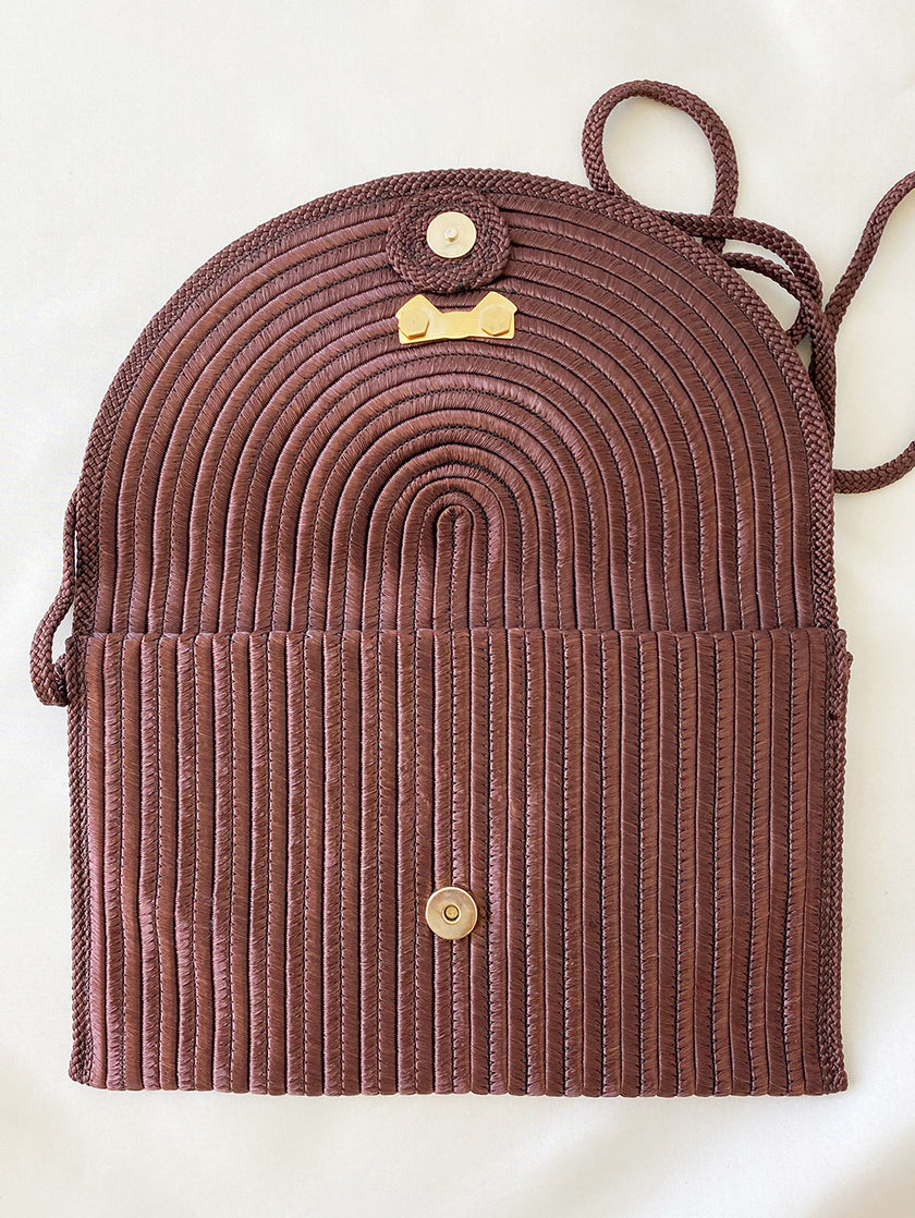 Bruin passementerie avondtasje