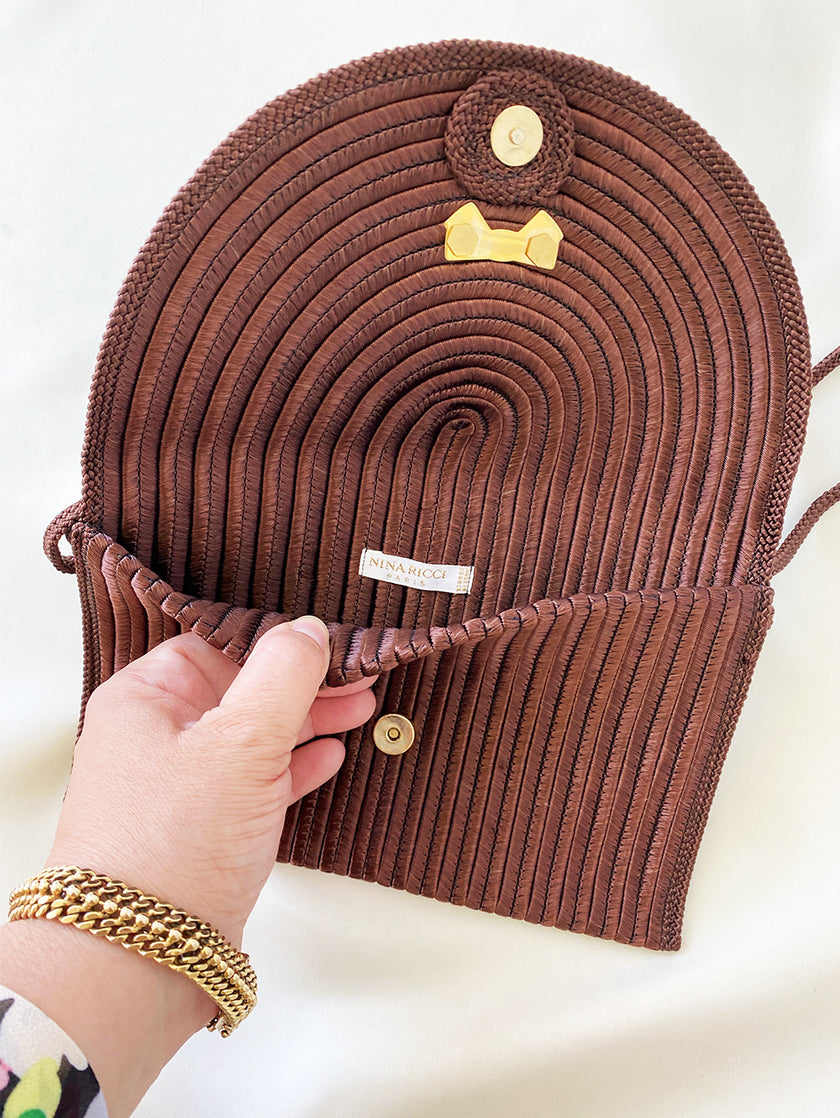 Bruin passementerie avondtasje