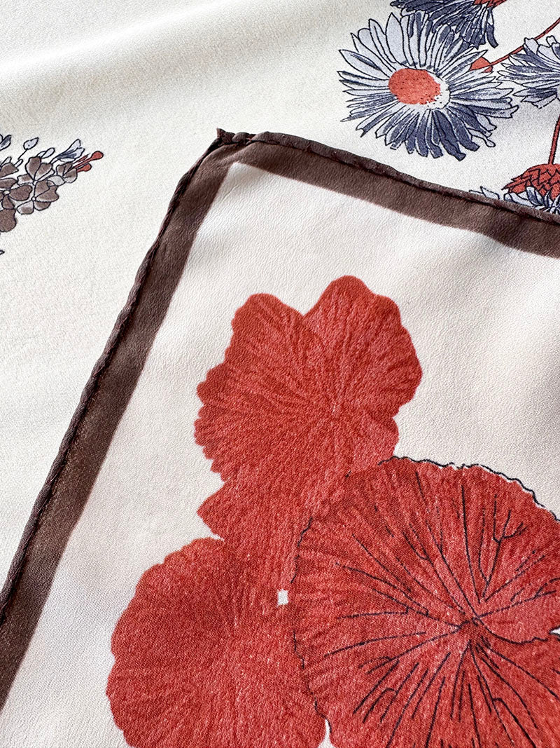 70s floral zijden sjaal