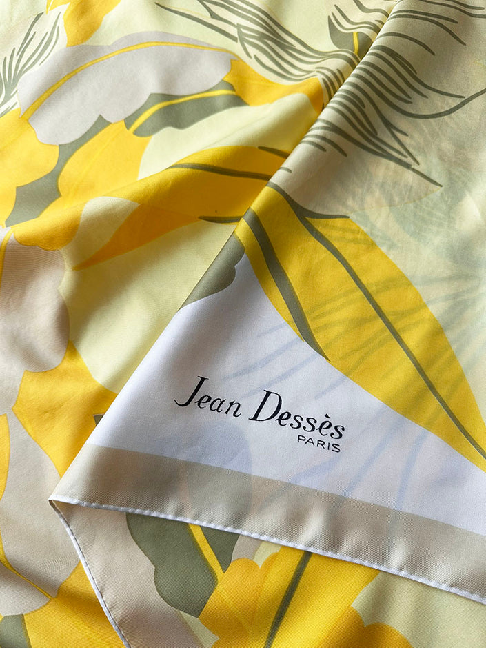 Gele floral zijden designer sjaal