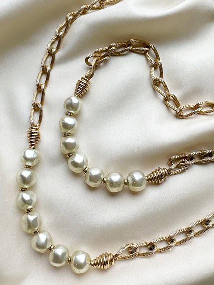 Gouden designer ketting met faux parels