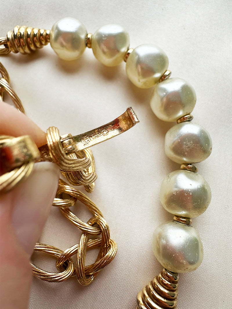 Gouden designer ketting met faux parels