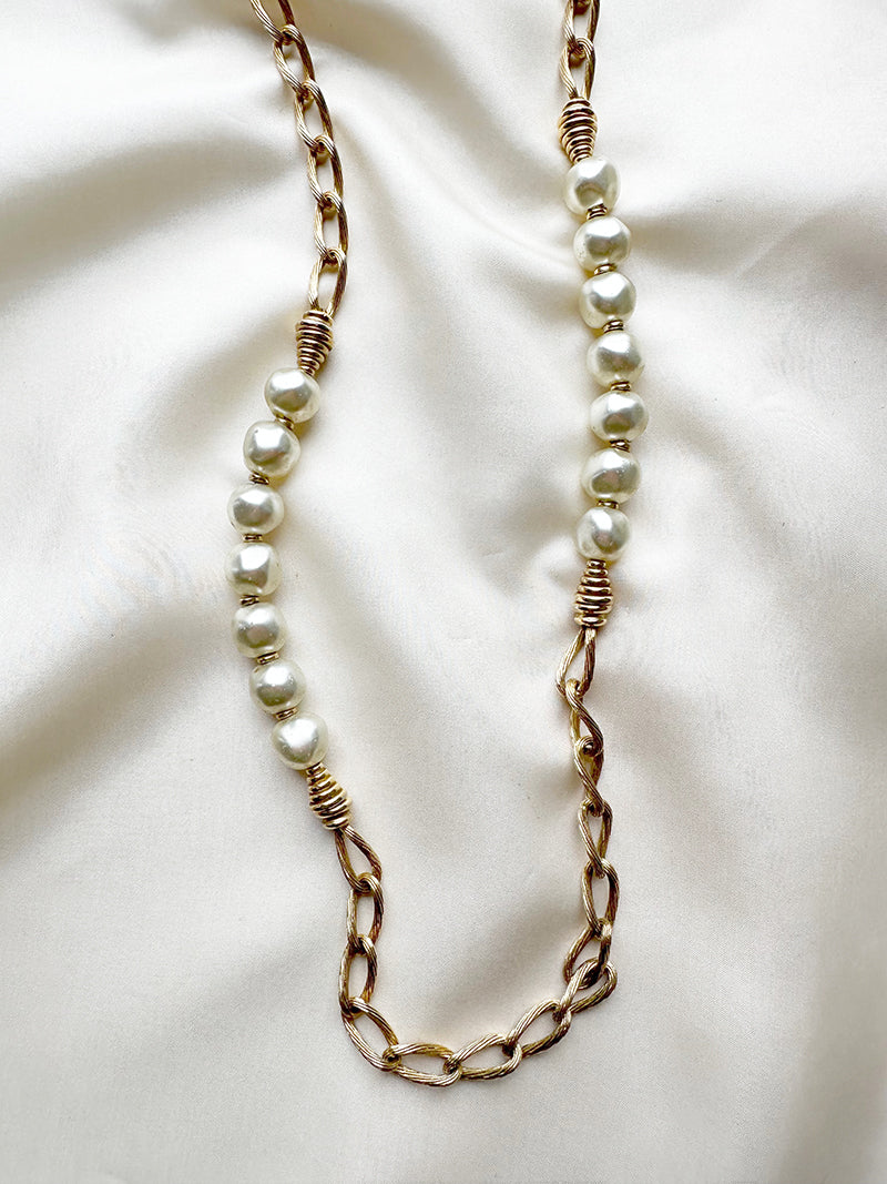 Gouden designer ketting met faux parels