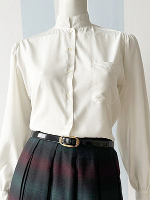 Witte vintage geborduurde blouse