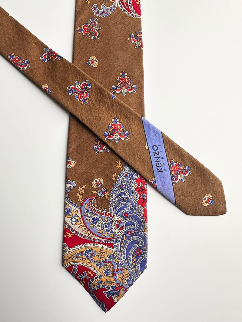 Bruine paisley designer stropdas