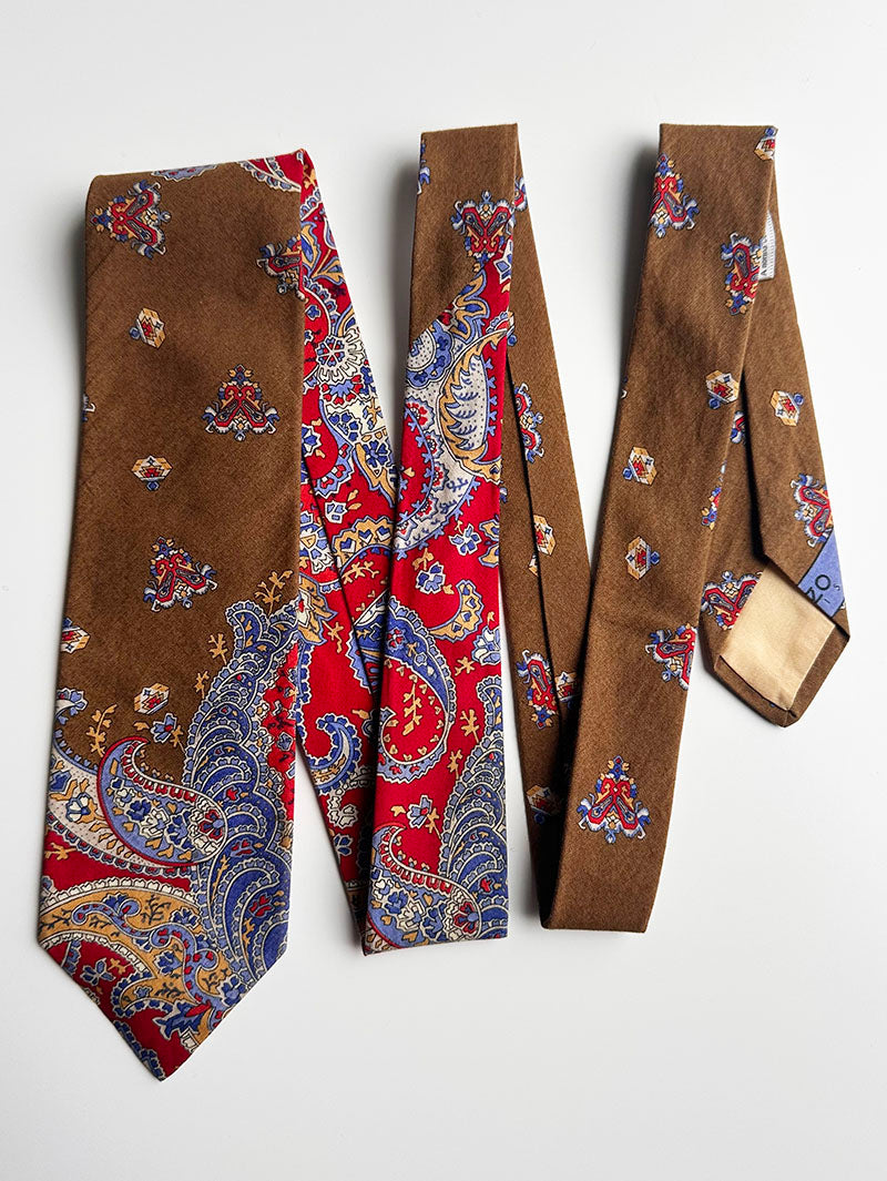 Bruine paisley designer stropdas