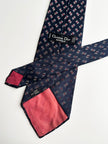 Donkerblauwe zijden 70s designer stropdas