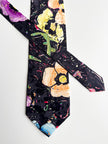 Zwarte floral designer stropdas