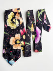 Zwarte floral designer stropdas