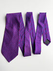 Blauw/fuchsia zijden designer stropdas