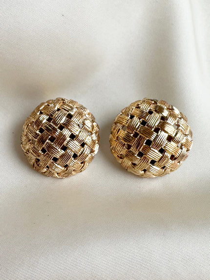 Gouden gevlochten clip oorbellen