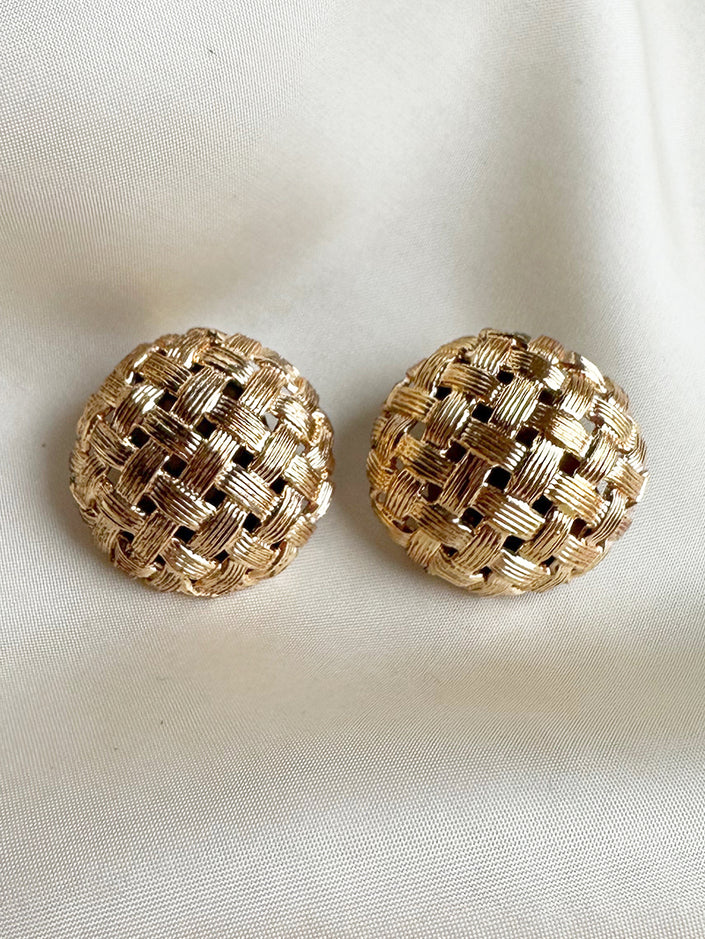 Gouden gevlochten clip oorbellen