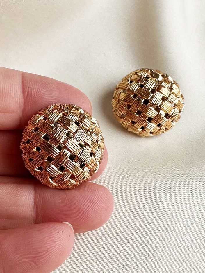 Gouden gevlochten clip oorbellen