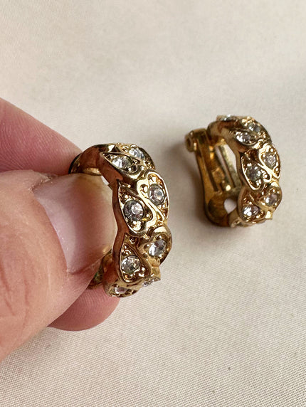 Clip oorbellen met strass steentjes