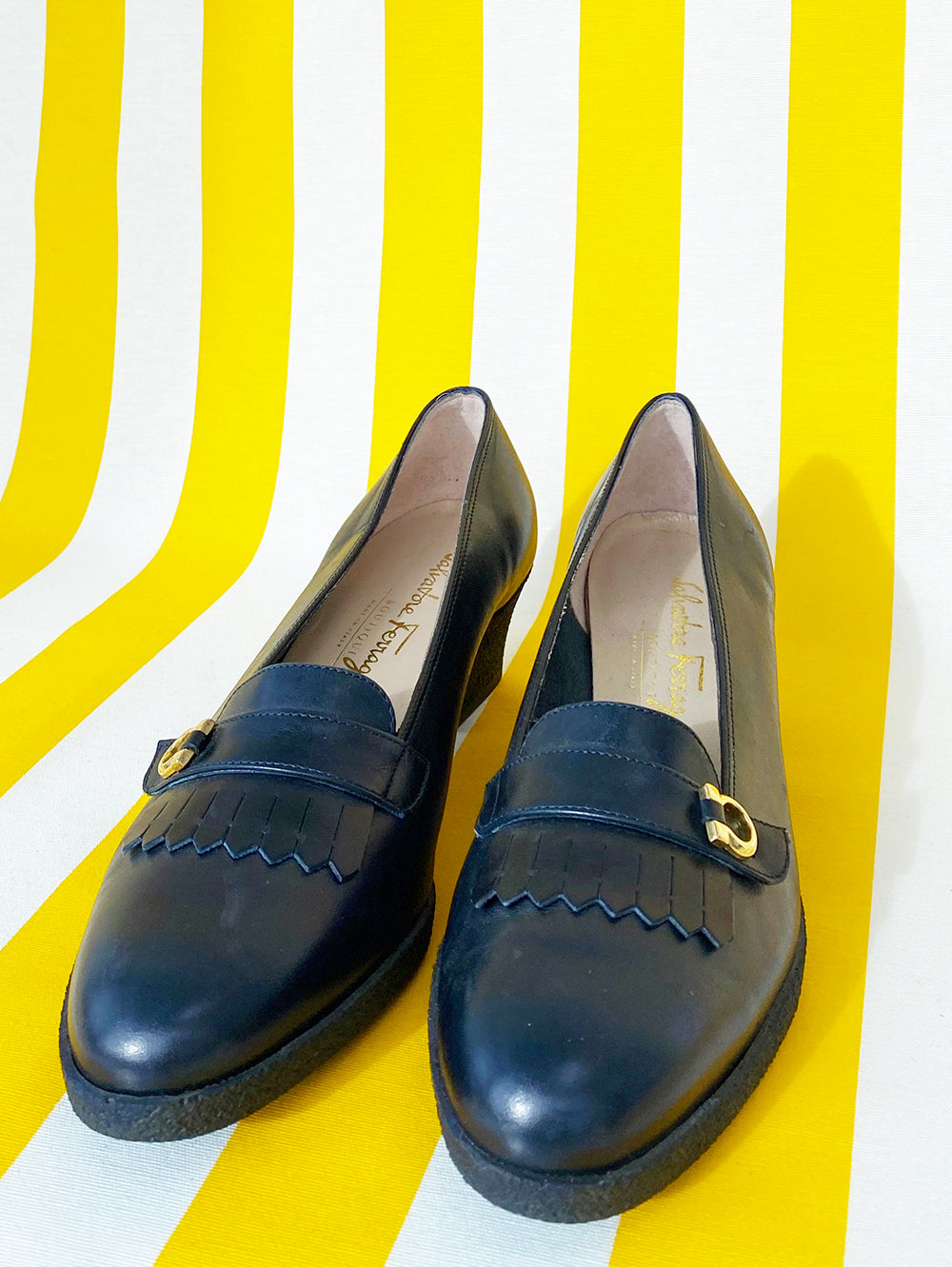 Donkerblauwe leren loafers | 38