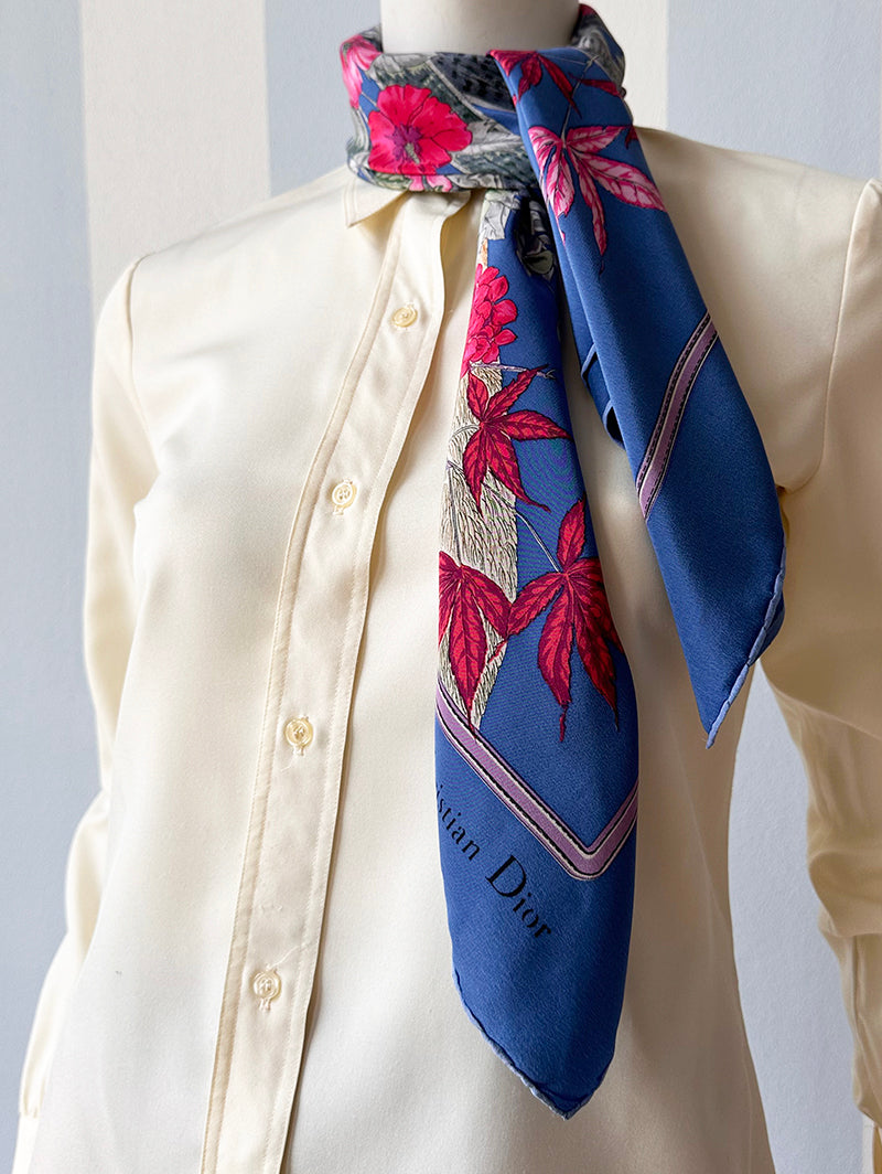 Zijden designer sjaal Renard et Fleurs