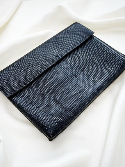 Zwarte leren clutch