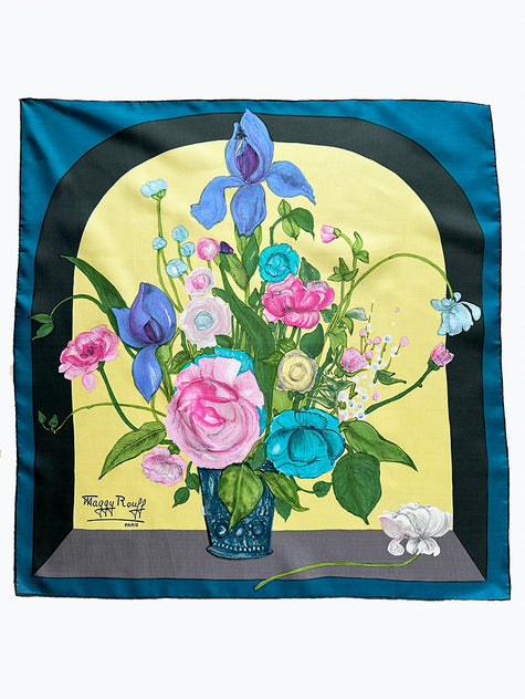 Zijden designer sjaal met groot boeket