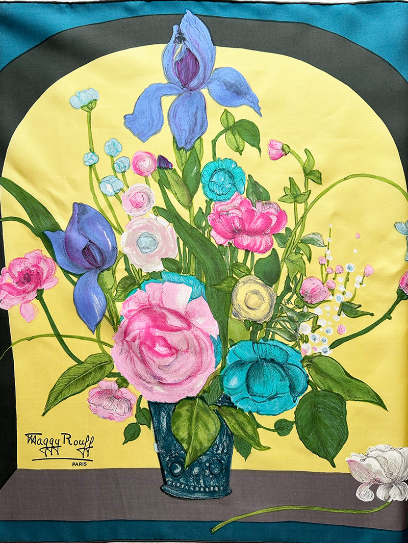 Zijden designer sjaal met groot boeket