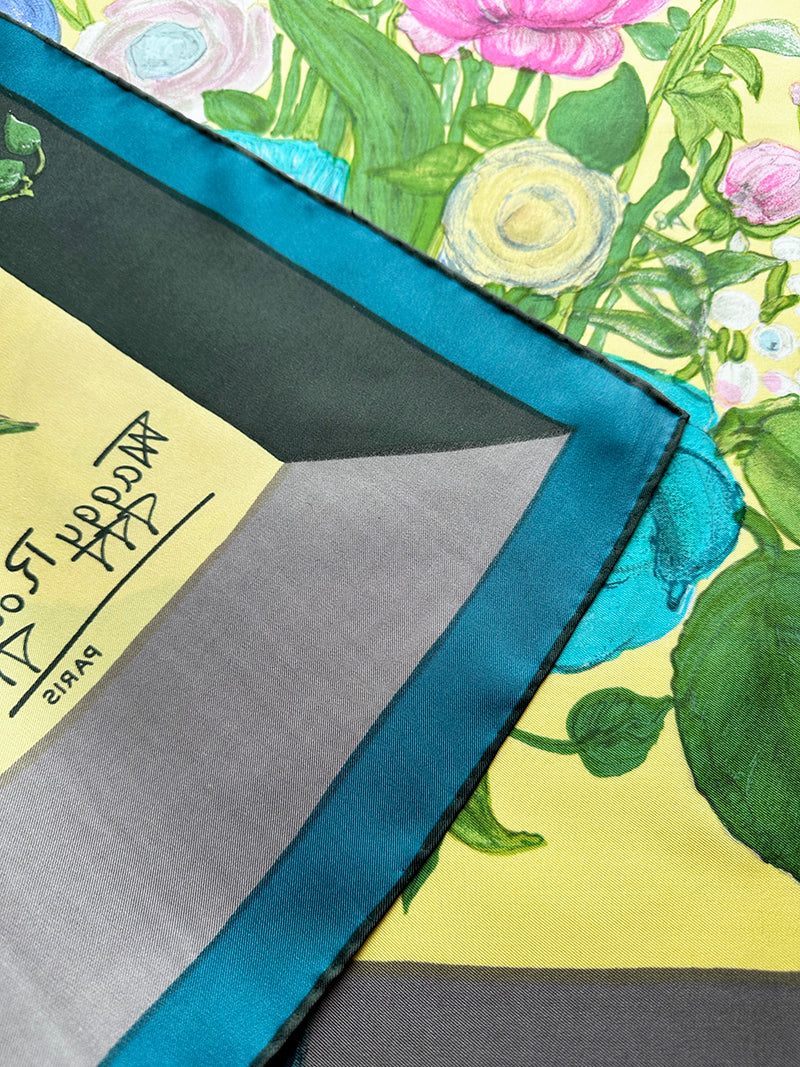 Zijden designer sjaal met groot boeket