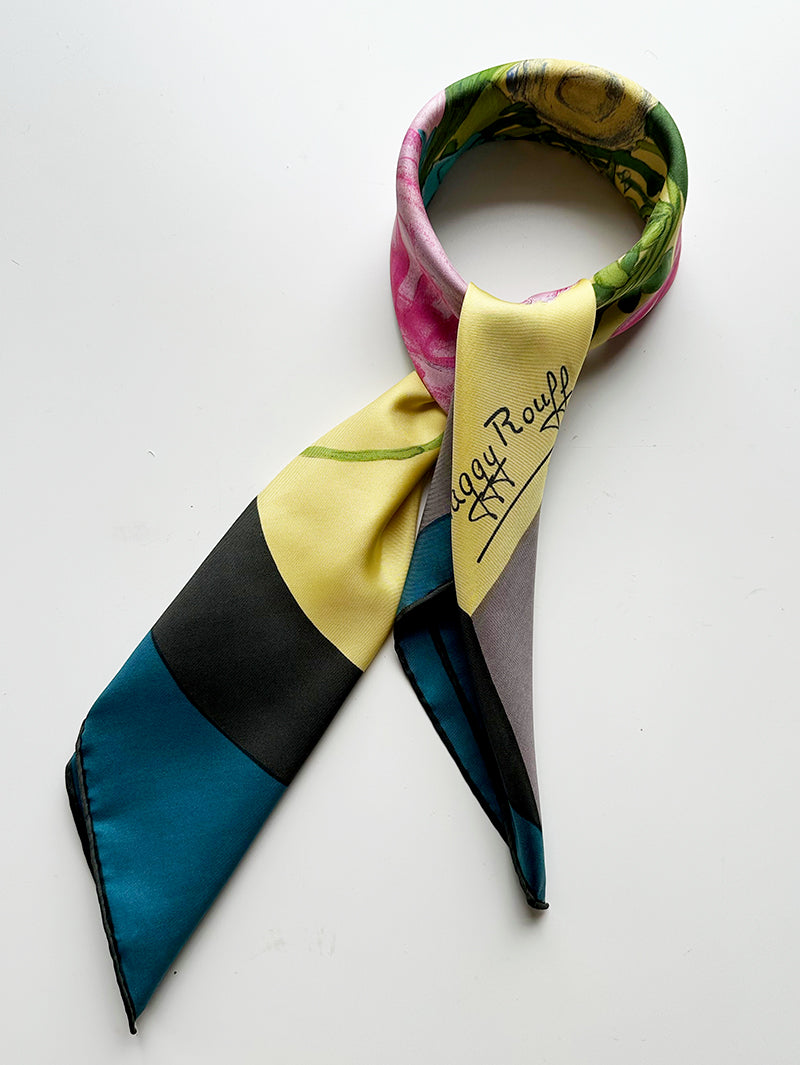 Zijden designer sjaal met groot boeket