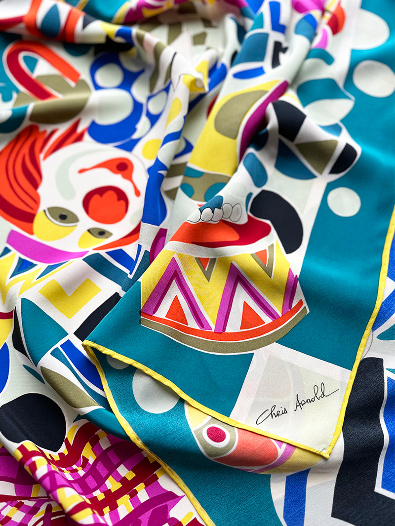 Zijden sjaal in circus-thema