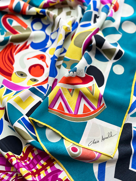 Zijden sjaal in circus-thema