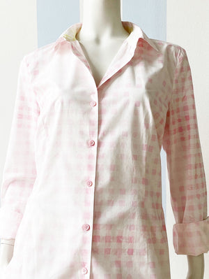 Roze/witte geruite blouse